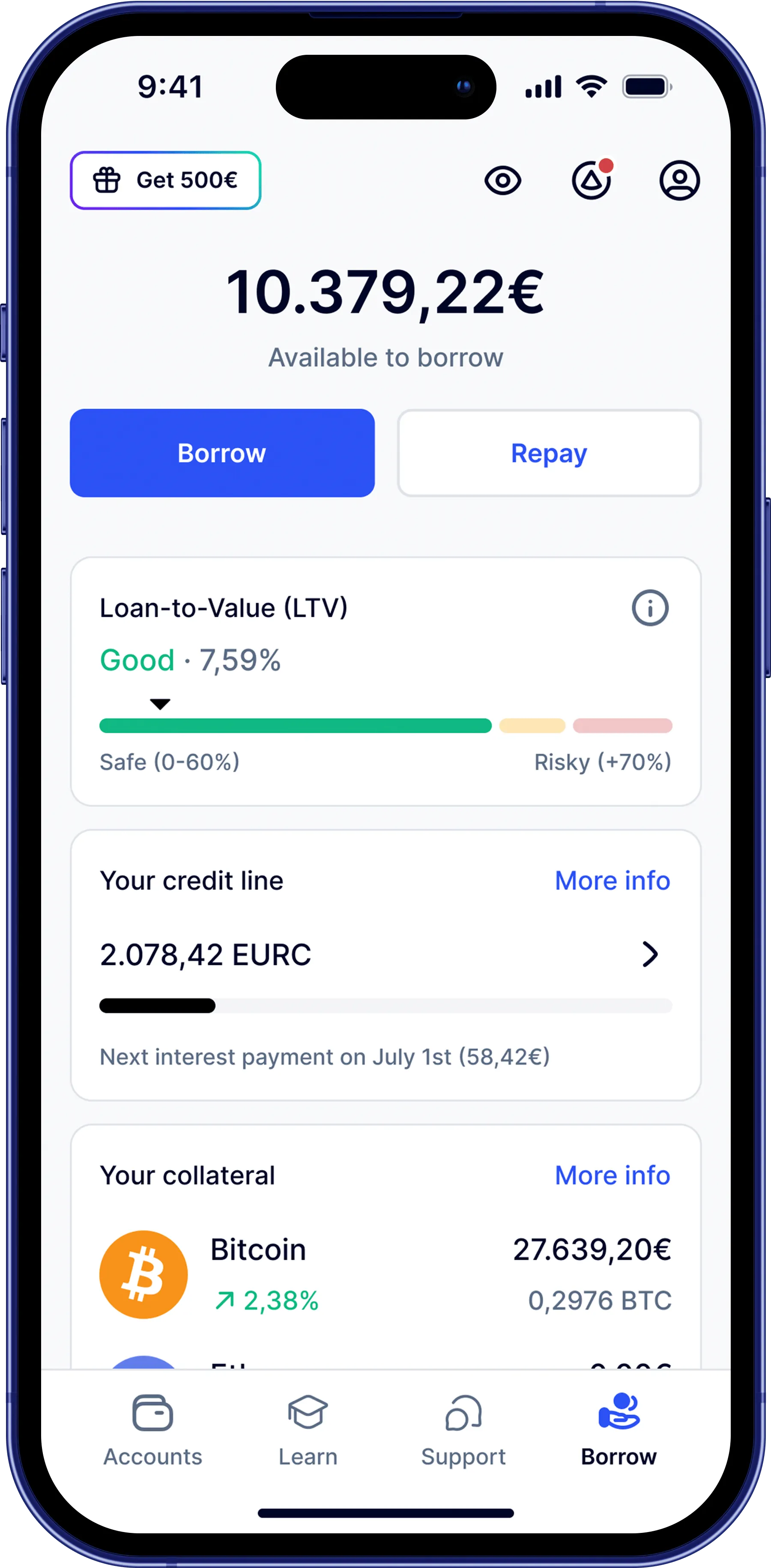 Rand Credit Line app screen
