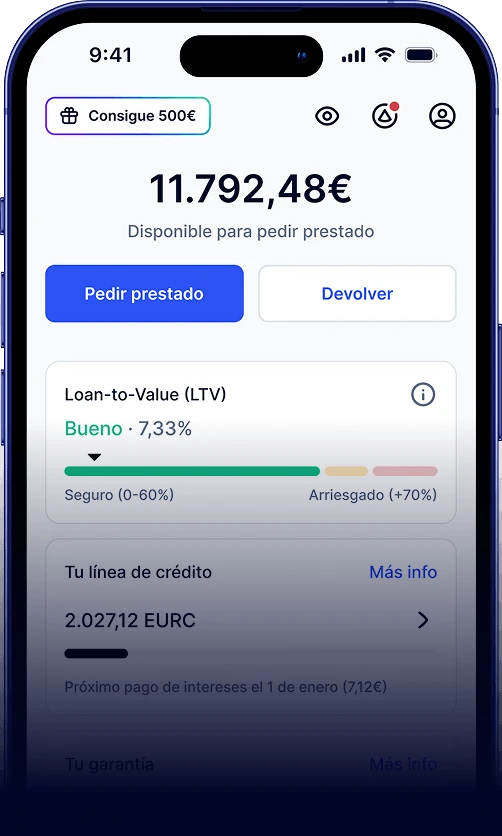 Pantalla de la app Rand Línea de Crédito