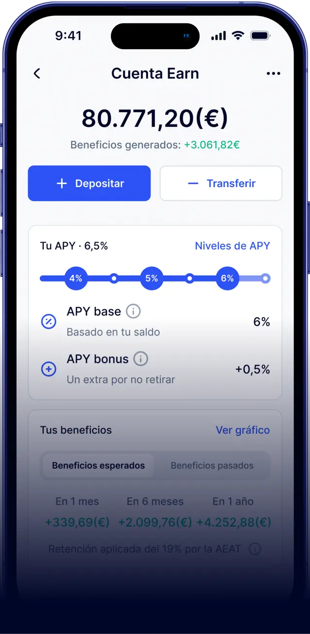 Pantalla de la app Rand Cuenta Earn